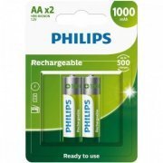 Philips Pilha Recarregável AA 1000mah 2 unidades até 500 ciclos de carga