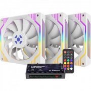 84967 Fortrek kit 3 cooler Frosty White Edition ARGB 120mm com controladora, 5V 3pin e PWM 4pin | Fortrek kit 3 cooler Frosty White Edition ARGB 120mm com controladora, 5V 3pin e PWM 4pin Fortrek kit 3 cooler Frosty White Edition ARGB 120mm com controladora, 5V 3pin e PWM 4pin