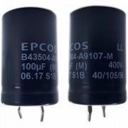 B43504-A9107-M Capacitor eletrolitico EPCOS 100uf 400V 105º Largura 22mm x Altura 35mm, vida útil aproximada 3000Hrs | Capacitor eletrolitico EPCOS 100uf 400V 105º Largura 22mm x Altura 35mm, vida útil aproximada 3000Hrs Capacitor eletrolitico EPCOS 100uf 400V 105º Largura 22mm x Altura 35mm, vida útil aproximada 3000Hrs