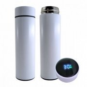 GAR-TERMICA-BCO Garrafa térmica 500mL inox com termômetro branco | Garrafa térmica 500mL inox com termômetro branco Garrafa térmica 500mL inox com termômetro branco