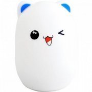 HX7544 Luminaria silicone de gatinho touch LED colorido branco e azul | Luminaria silicone de gatinho touch LED colorido branco e azul Luminaria silicone de gatinho touch LED colorido branco e azul
