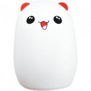 HX7544-RS Luminaria silicone de gatinho touch LED colorido branco e rosa | Luminaria silicone de gatinho touch LED colorido branco e rosa Luminaria silicone de gatinho touch LED colorido branco e rosa