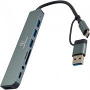 KA-6700 Kapbom Hub USB-C 8x2 para 3x USB 2.0/USB 3.0/USB-C/TF/SD/P2 adaptador USB 3.0 com cabo de 12cm | Kapbom Hub USB-C 8x2 para 3x USB 2.0/USB 3.0/USB-C/TF/SD/P2 adaptador USB 3.0 com cabo de 12cm Kapbom Hub USB-C 8x2 para 3x USB 2.0/USB 3.0/USB-C/TF/SD/P2 adaptador USB 3.0 com cabo de 12cm