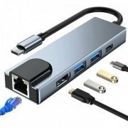 KP-AD143 Hub USB-C 5 em 1 HDMI USB 3.0 RJ45 Fast Ethernet PD | Hub USB-C 5 em 1 HDMI USB 3.0 RJ45 Fast Ethernet PD Hub USB-C 5 em 1 HDMI USB 3.0 RJ45 Fast Ethernet PD