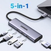 PD-CM511-15596 Ugreen Hub USB-C 5 em 1 HDMI, USB-C e 3x USB 3.0 Resolução até 4K 30Hz, carregamento PD de até 100W | Ugreen Hub USB-C 5 em 1 HDMI, USB-C e 3x USB 3.0 Resolução até 4K 30Hz, carregamento PD de até 100W Ugreen Hub USB-C 5 em 1 HDMI, USB-C e 3x USB 3.0 Resolução até 4K 30Hz, carregamento PD de até 100W