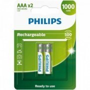 R03B2RTU10/59 Philips Pilha Recarregável AAA 1000mah 2 unidades até 500 ciclos de carga | Philips Pilha Recarregável AAA 1000mah 2 unidades até 500 ciclos de carga Philips Pilha Recarregável AAA 1000mah 2 unidades até 500 ciclos de carga